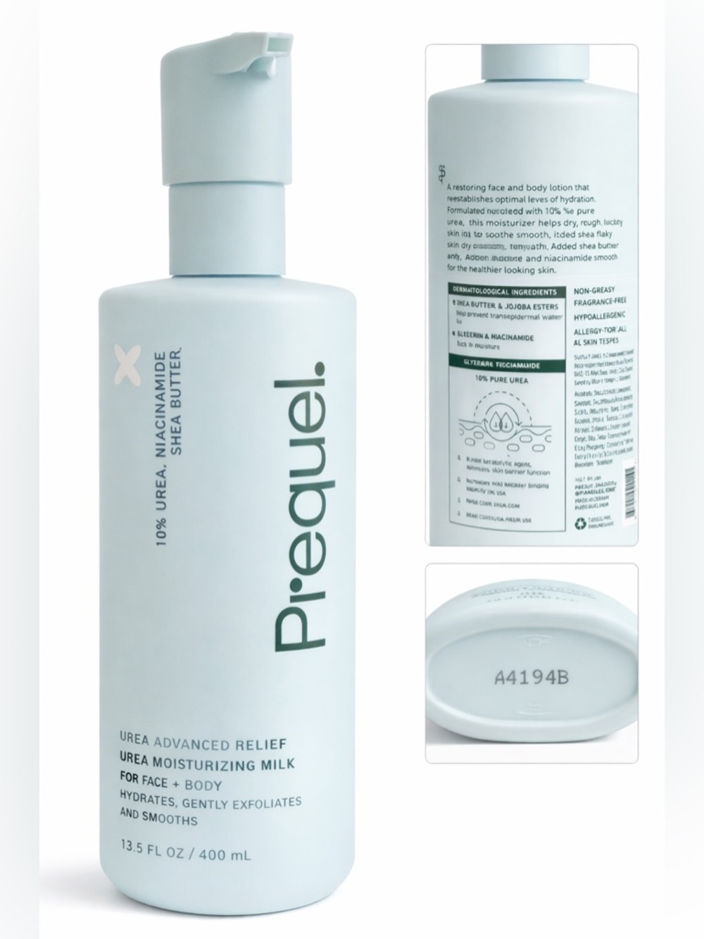 Prequel Urea Advanced Relief Moisturizing Milk 13.5 oz NEW Face + Body Lotion